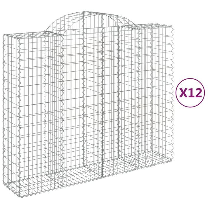 Paniers à gabions arqués 12 pcs 200x50x160/180 cm Fer galvanisé - Photo n°2