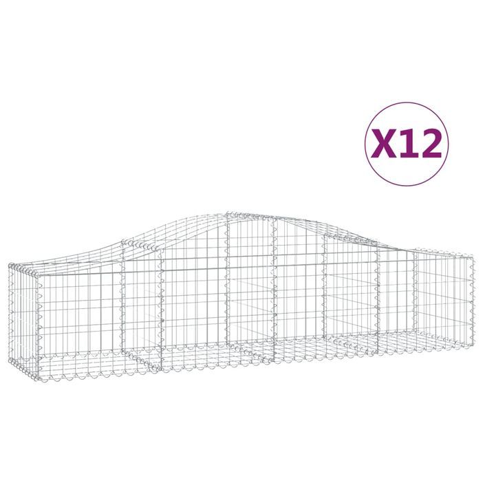 Paniers à gabions arqués 12 pcs 200x50x40/60 cm fer galvanisé - Photo n°2