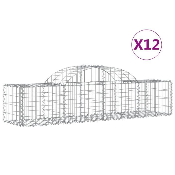 Paniers à gabions arqués 12 pcs 200x50x40/60 cm fer galvanisé - Photo n°2