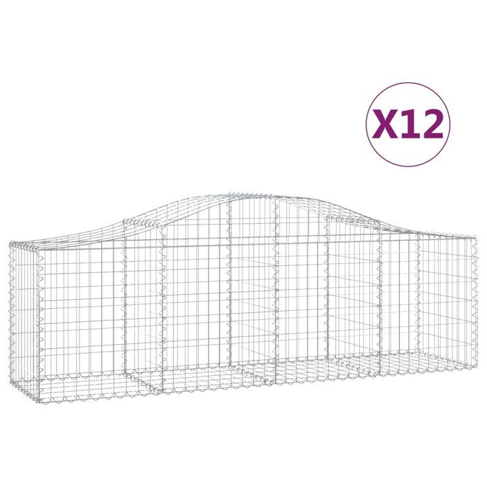 Paniers à gabions arqués 12 pcs 200x50x60/80 cm Fer galvanisé - Photo n°2