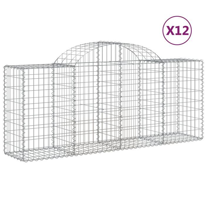 Paniers à gabions arqués 12 pcs 200x50x80/100 cm Fer galvanisé - Photo n°2