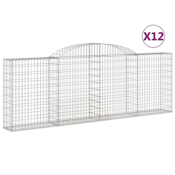 Paniers à gabions arqués 12 pcs 300x30x100/120 cm fer galvanisé - Photo n°2