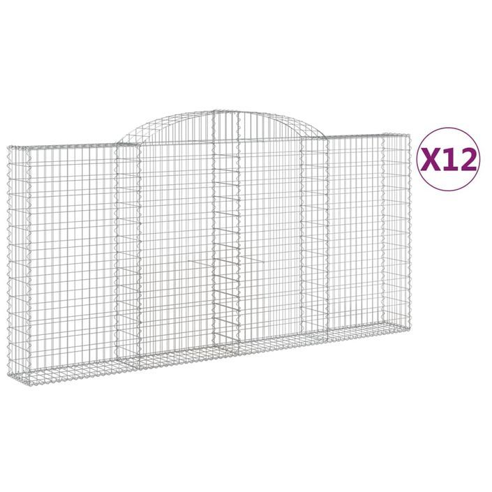 Paniers à gabions arqués 12 pcs 300x30x140/160 cm fer galvanisé - Photo n°2