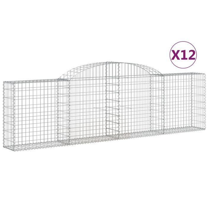 Paniers à gabions arqués 12 pcs 300x30x80/100 cm fer galvanisé - Photo n°2