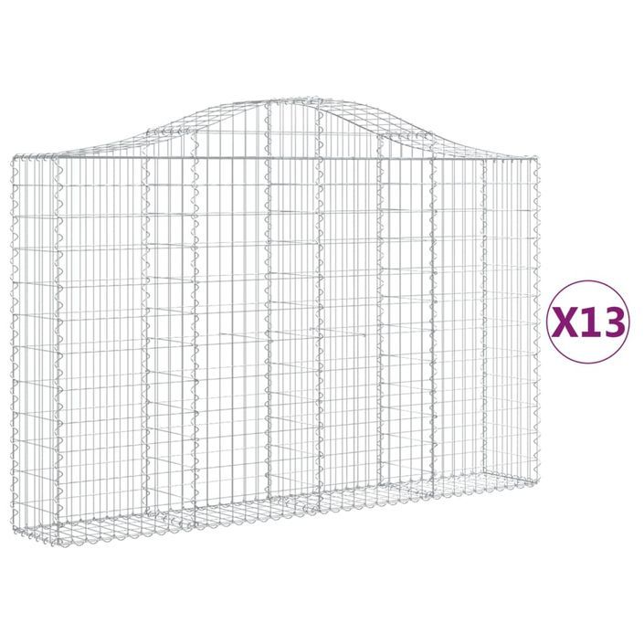 Paniers à gabions arqués 13 pcs 200x30x120/140 cm Fer galvanisé - Photo n°2