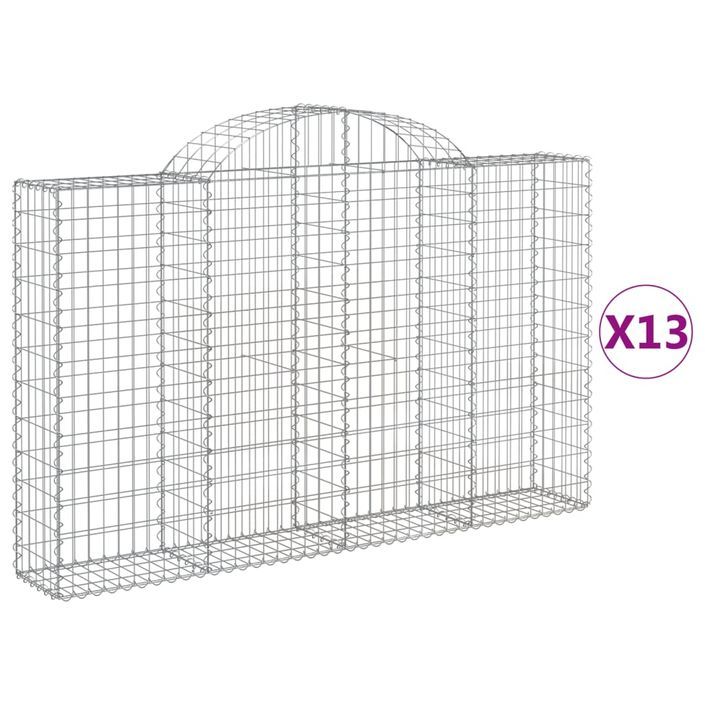 Paniers à gabions arqués 13 pcs 200x30x120/140 cm Fer galvanisé - Photo n°2