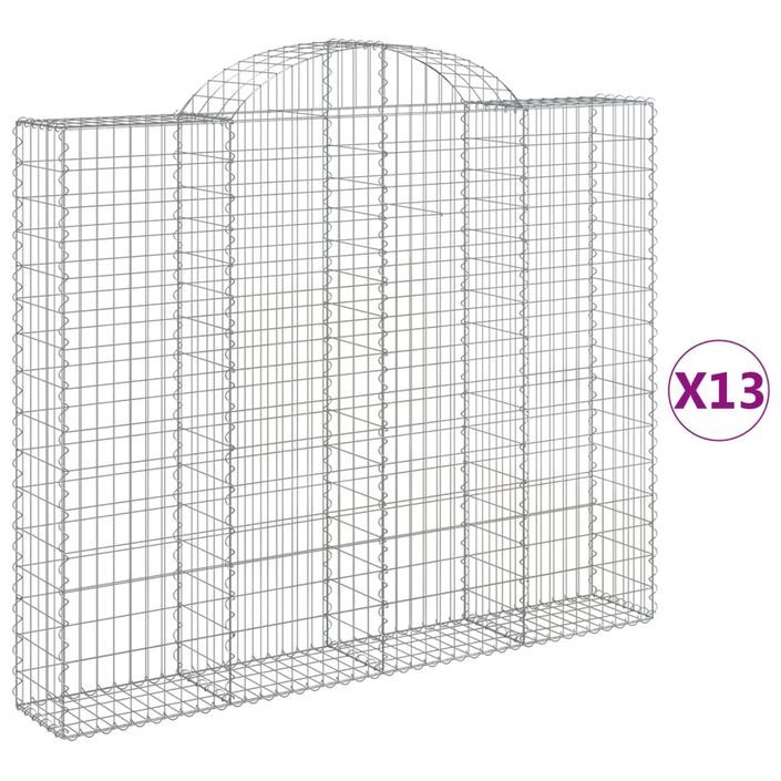 Paniers à gabions arqués 13 pcs 200x30x160/180 cm Fer galvanisé - Photo n°2