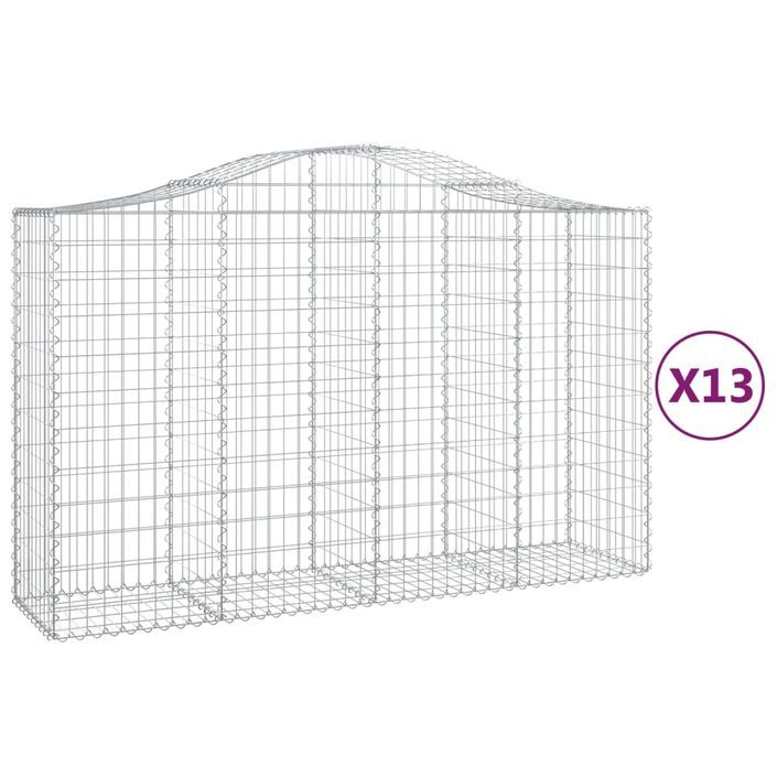 Paniers à gabions arqués 13 pcs 200x50x120/140 cm Fer galvanisé - Photo n°2