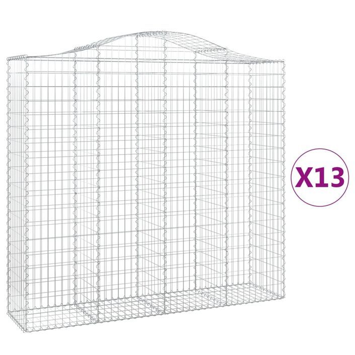 Paniers à gabions arqués 13 pcs 200x50x180/200 cm Fer galvanisé - Photo n°2