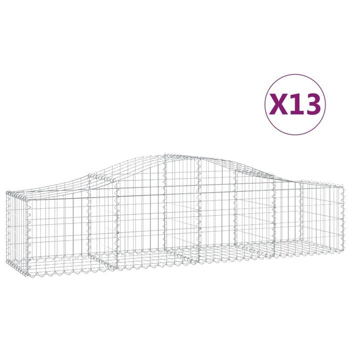 Paniers à gabions arqués 13 pcs 200x50x40/60 cm fer galvanisé - Photo n°2