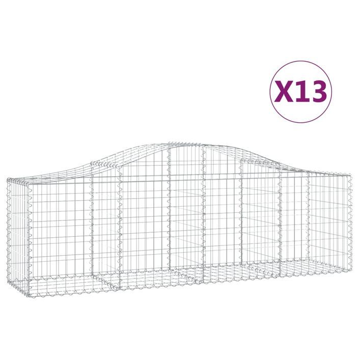 Paniers à gabions arqués 13 pcs 200x50x60/80 cm Fer galvanisé - Photo n°2