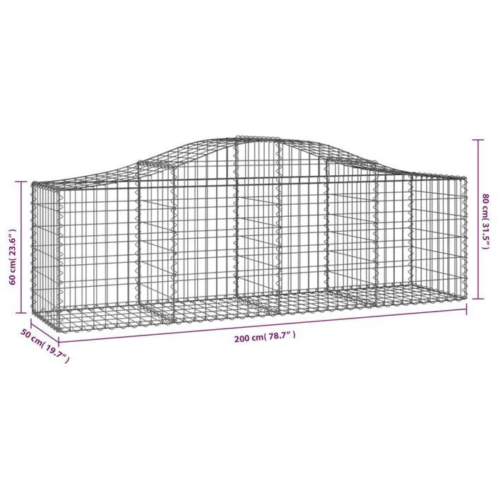 Paniers à gabions arqués 13 pcs 200x50x60/80 cm Fer galvanisé - Photo n°6