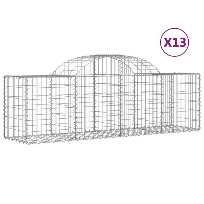 Paniers à gabions arqués 13 pcs 200x50x60/80 cm Fer galvanisé - Photo n°2