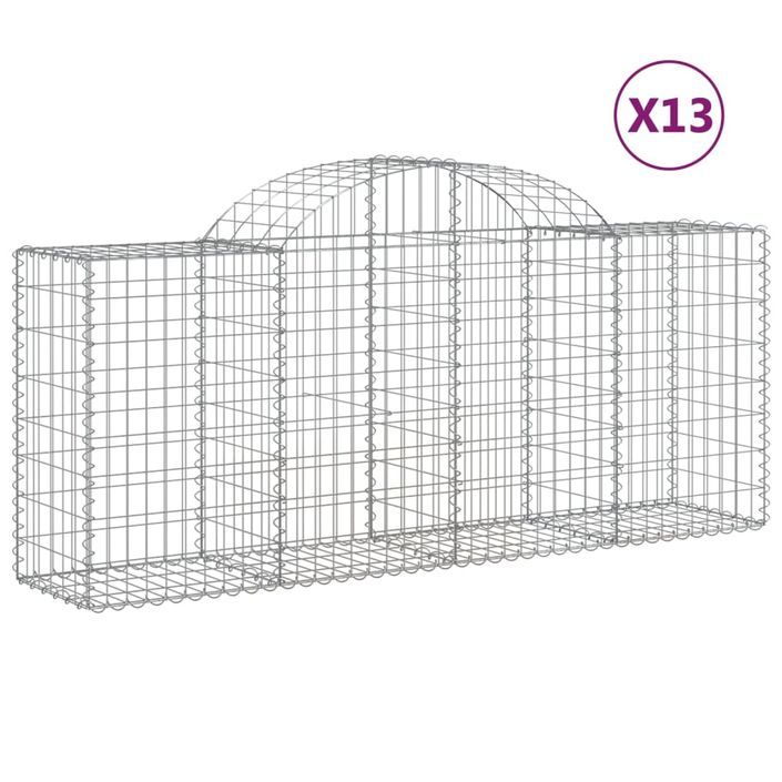 Paniers à gabions arqués 13 pcs 200x50x80/100 cm Fer galvanisé - Photo n°2