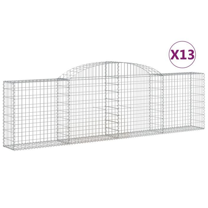 Paniers à gabions arqués 13 pcs 300x30x80/100 cm fer galvanisé - Photo n°2