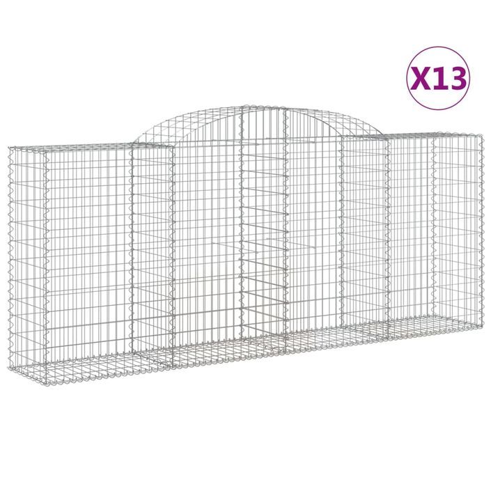 Paniers à gabions arqués 13 pcs 300x50x120/140 cm fer galvanisé - Photo n°2