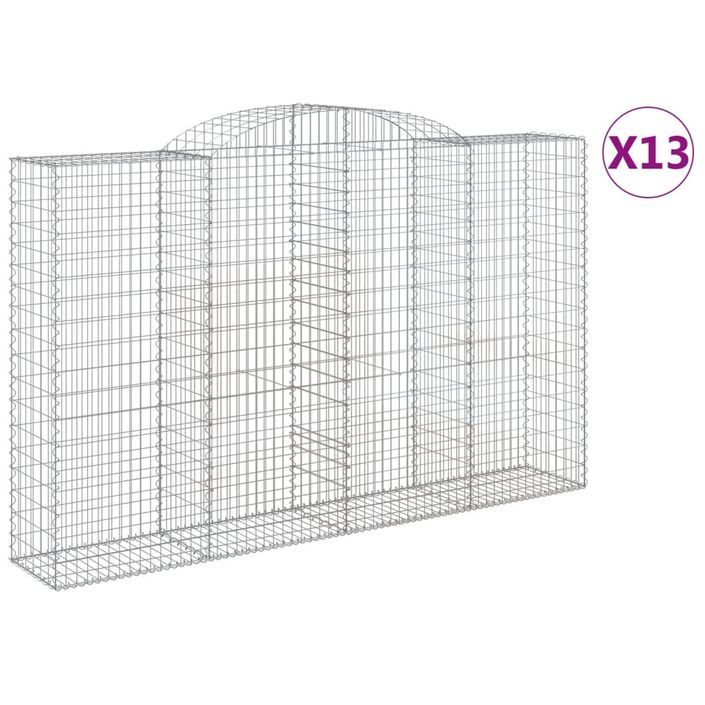 Paniers à gabions arqués 13 pcs 300x50x180/200 cm fer galvanisé - Photo n°2