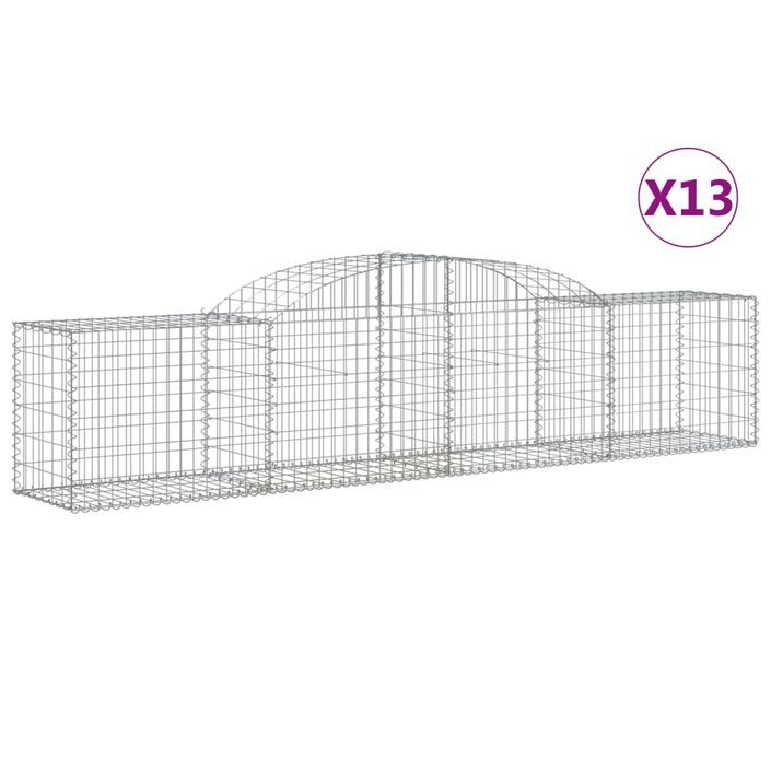 Paniers à gabions arqués 13 pcs 300x50x60/80 cm fer galvanisé - Photo n°2