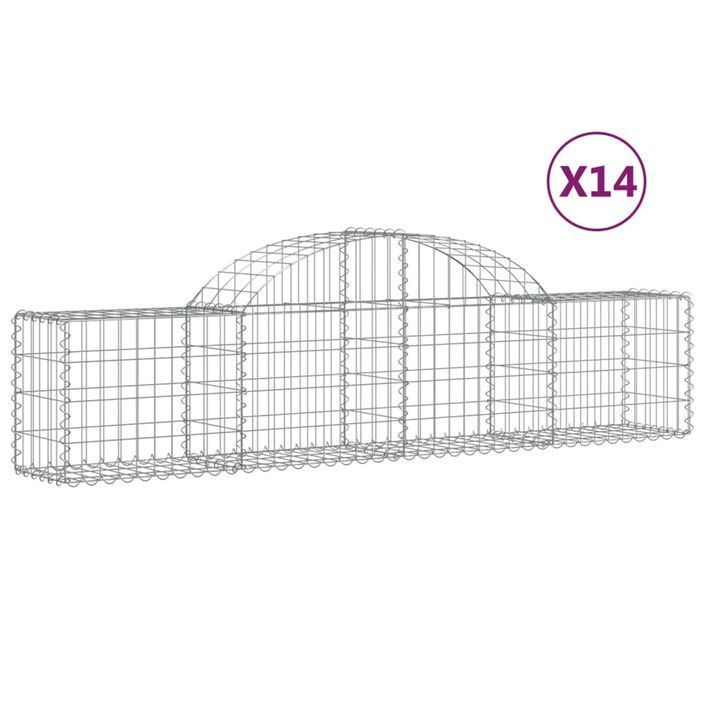 Paniers à gabions arqués 14 pcs 200x30x40/60 cm Fer galvanisé - Photo n°2