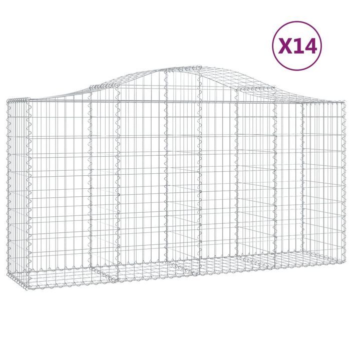 Paniers à gabions arqués 14 pcs 200x50x100/120 cm fer galvanisé - Photo n°2