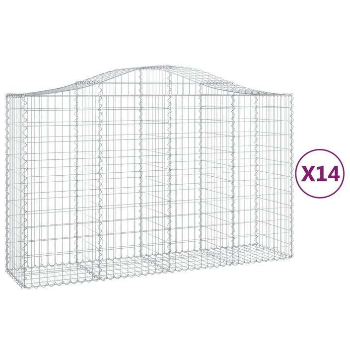 Paniers à gabions arqués 14 pcs 200x50x120/140 cm Fer galvanisé - Photo n°2