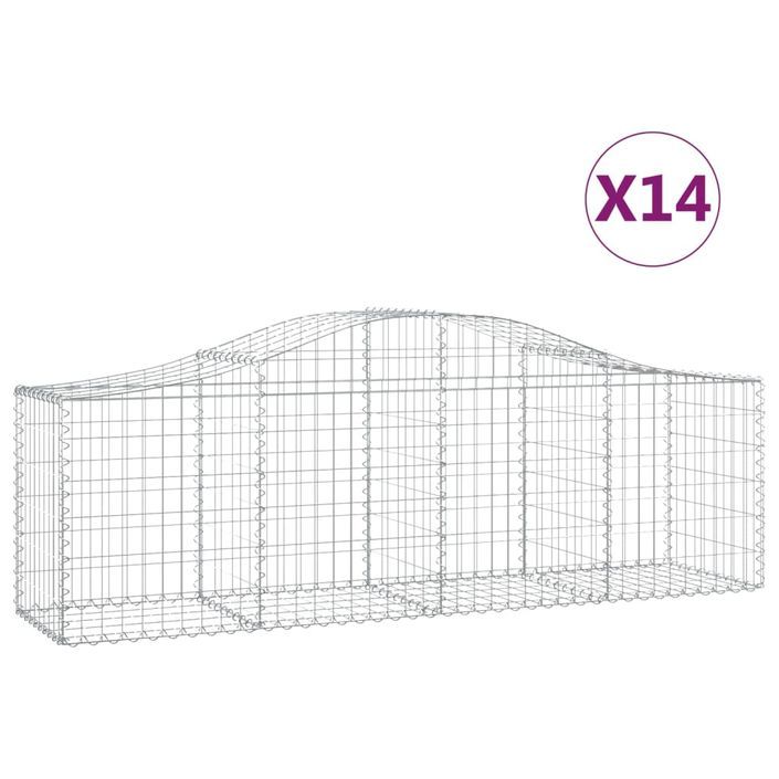 Paniers à gabions arqués 14 pcs 200x50x60/80 cm fer galvanisé - Photo n°2