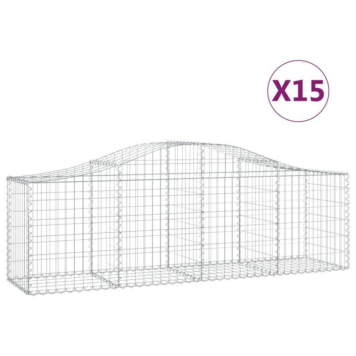 Paniers à gabions arqués 15 pcs 200x50x60/80 cm fer galvanisé - Photo n°2