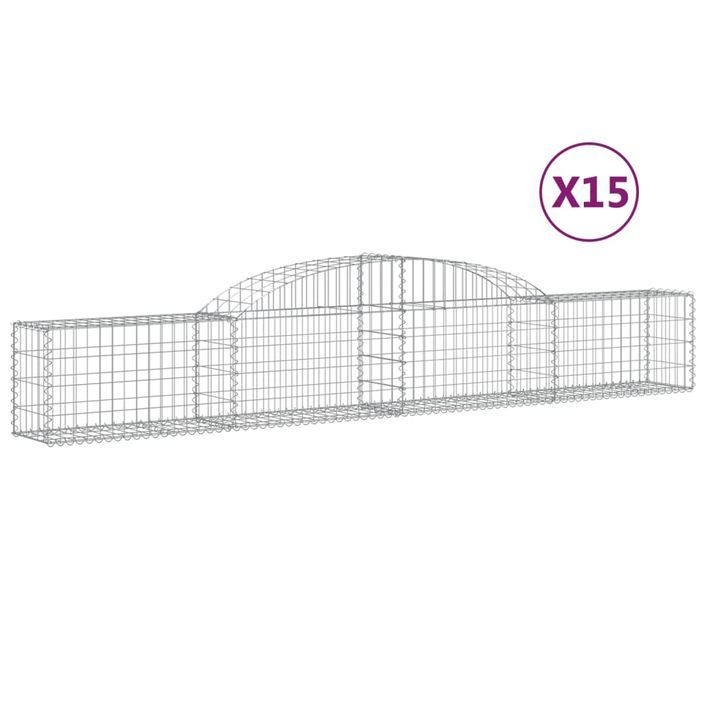 Paniers à gabions arqués 15 pcs 300x30x40/60 cm fer galvanisé - Photo n°2