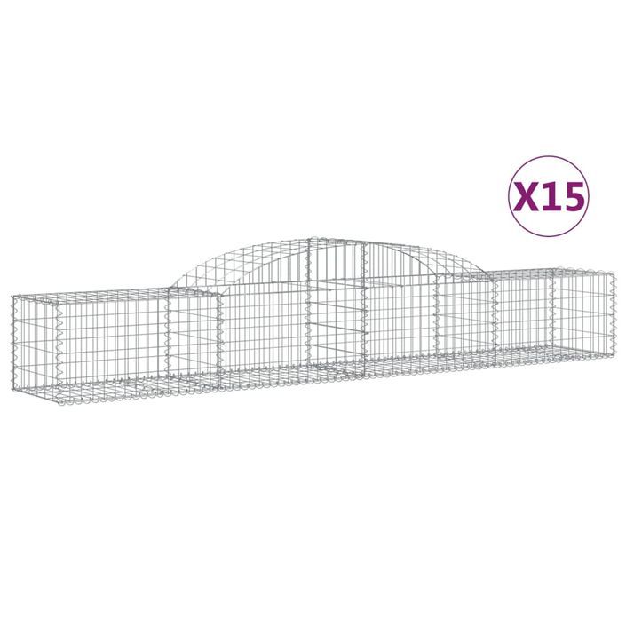 Paniers à gabions arqués 15 pcs 300x50x40/60 cm fer galvanisé - Photo n°2