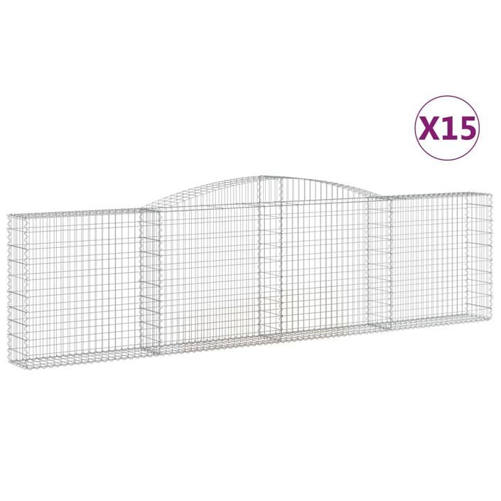 Paniers à gabions arqués 15 pcs 400x30x100/120 cm Fer galvanisé - Photo n°2