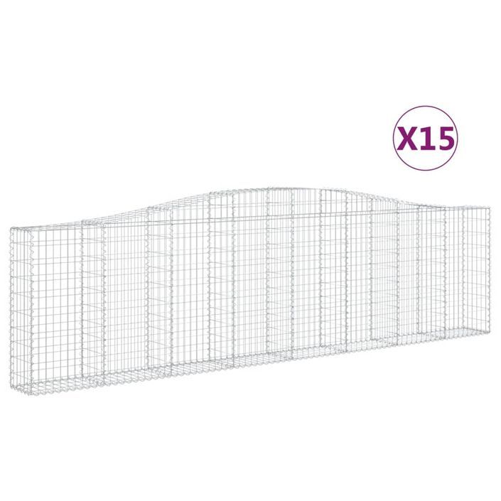 Paniers à gabions arqués 15 pcs 400x30x100/120 cm Fer galvanisé - Photo n°2