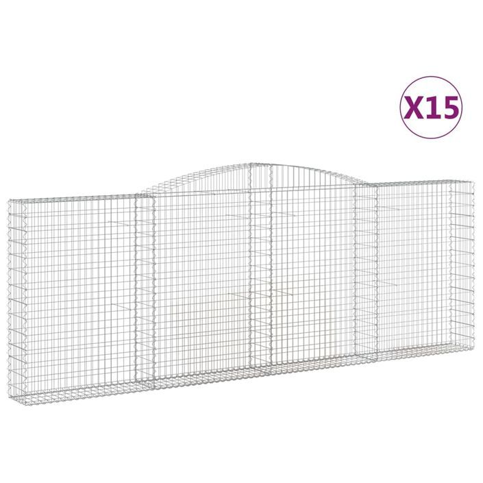 Paniers à gabions arqués 15 pcs 400x30x140/160 cm Fer galvanisé - Photo n°2