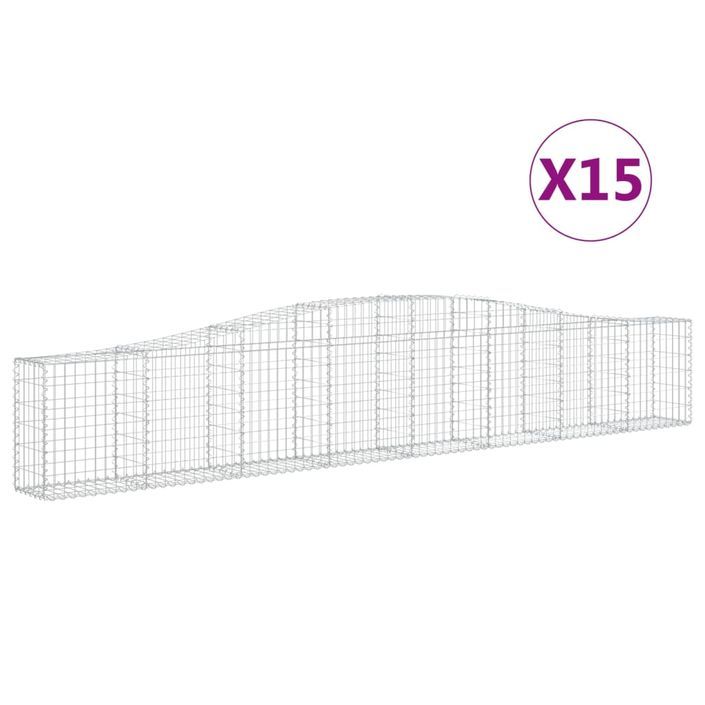 Paniers à gabions arqués 15 pcs 400x30x60/80 cm Fer galvanisé - Photo n°2