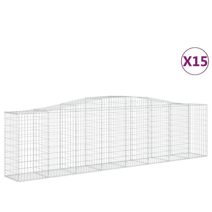 Paniers à gabions arqués 15 pcs 400x50x100/120 cm Fer galvanisé - Photo n°2