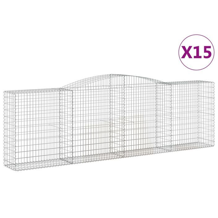 Paniers à gabions arqués 15 pcs 400x50x120/140 cm Fer galvanisé - Photo n°2