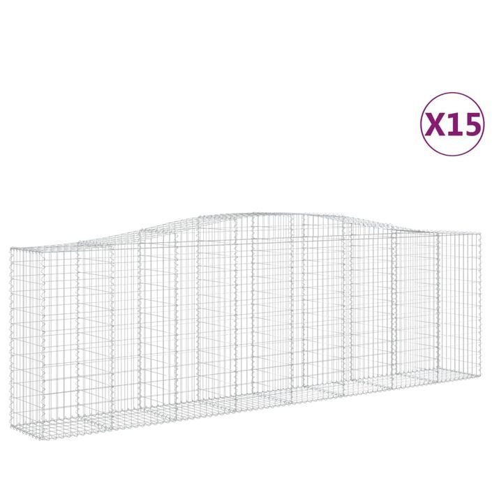 Paniers à gabions arqués 15 pcs 400x50x120/140 cm Fer galvanisé - Photo n°2