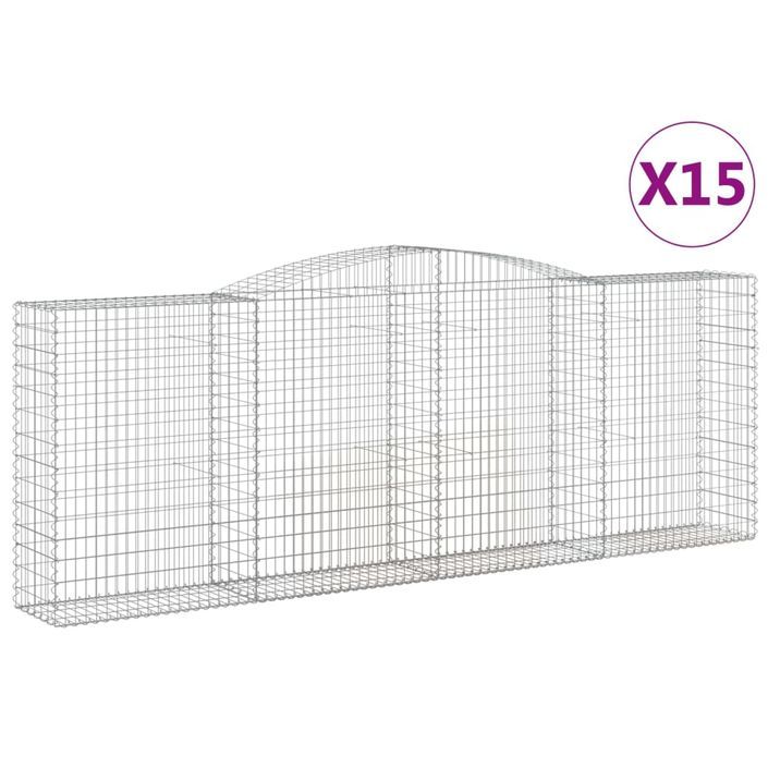 Paniers à gabions arqués 15 pcs 400x50x140/160 cm Fer galvanisé - Photo n°2