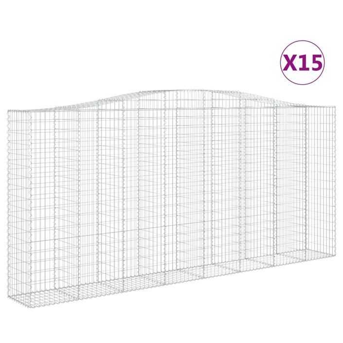 Paniers à gabions arqués 15 pcs 400x50x180/200 cm Fer galvanisé - Photo n°2