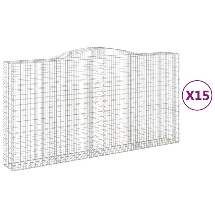 Paniers à gabions arqués 15 pcs 400x50x200/220 cm Fer galvanisé - Photo n°2