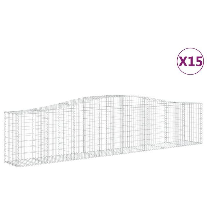 Paniers à gabions arqués 15 pcs 400x50x80/100 cm Fer galvanisé - Photo n°2