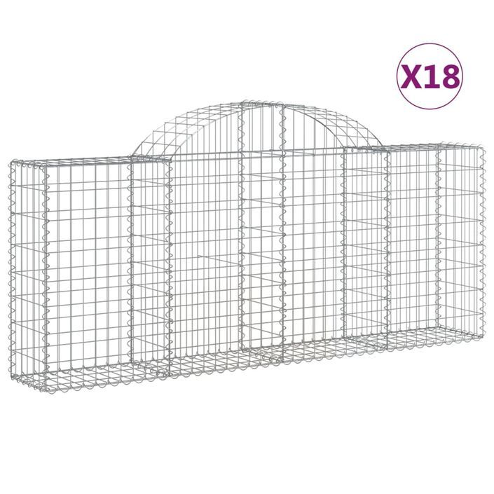 Paniers à gabions arqués 18 pcs 200x30x80/100 cm Fer galvanisé - Photo n°2