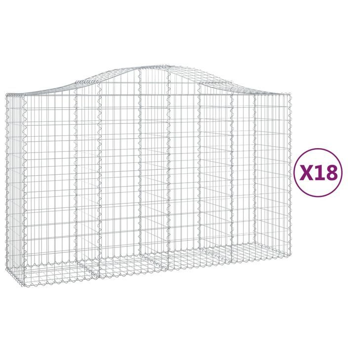 Paniers à gabions arqués 18 pcs 200x50x120/140 cm Fer galvanisé - Photo n°2