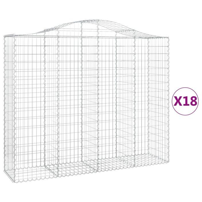 Paniers à gabions arqués 18 pcs 200x50x160/180 cm Fer galvanisé - Photo n°2