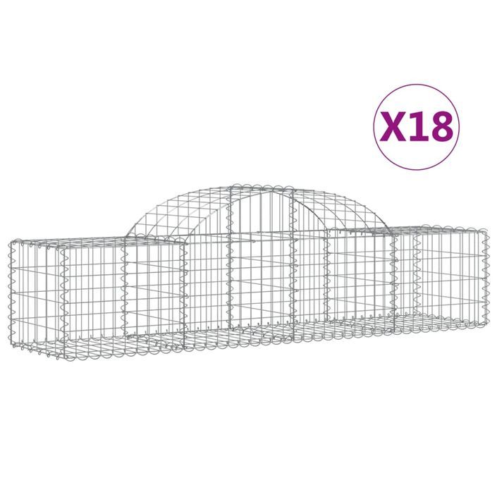 Paniers à gabions arqués 18 pcs 200x50x40/60 cm fer galvanisé - Photo n°2