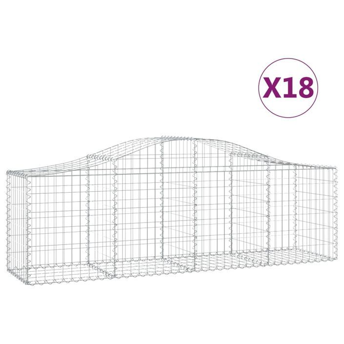 Paniers à gabions arqués 18 pcs 200x50x60/80 cm fer galvanisé - Photo n°2