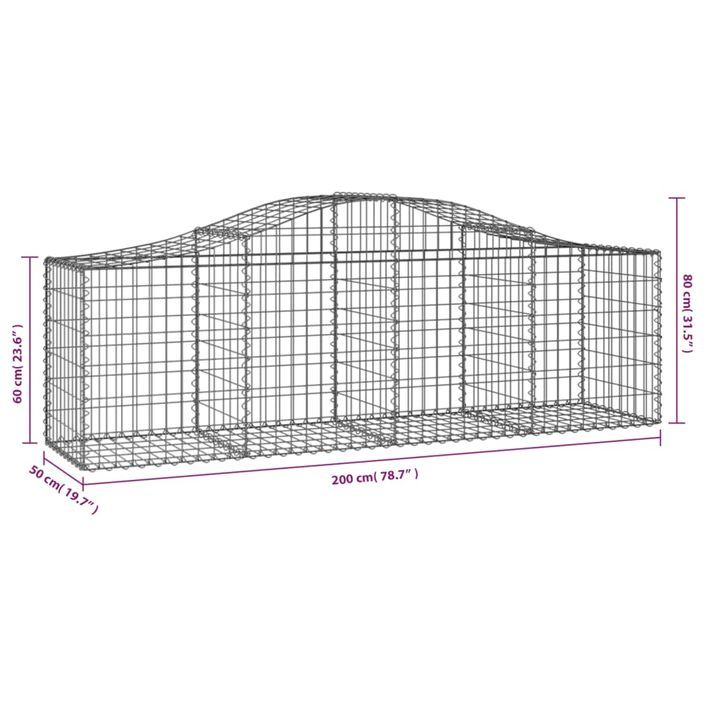 Paniers à gabions arqués 18 pcs 200x50x60/80 cm fer galvanisé - Photo n°6