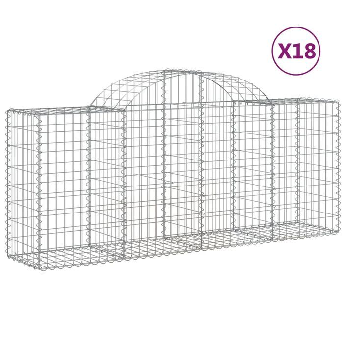 Paniers à gabions arqués 18 pcs 200x50x80/100 cm Fer galvanisé - Photo n°2