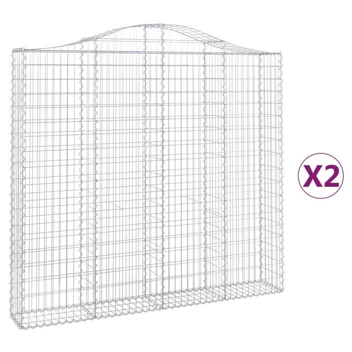 Paniers à gabions arqués 2 pcs 200x30x180/200 cm Fer galvanisé - Photo n°2