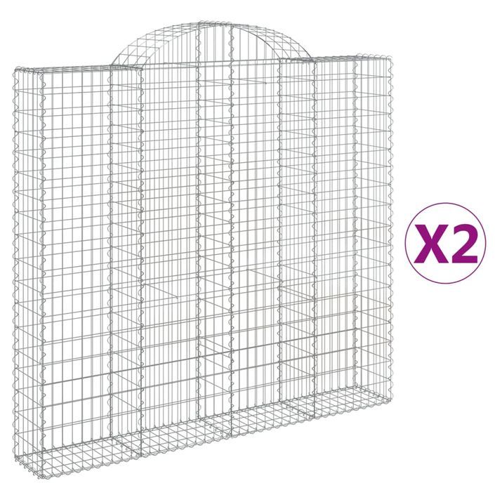 Paniers à gabions arqués 2 pcs 200x30x180/200 cm Fer galvanisé - Photo n°2