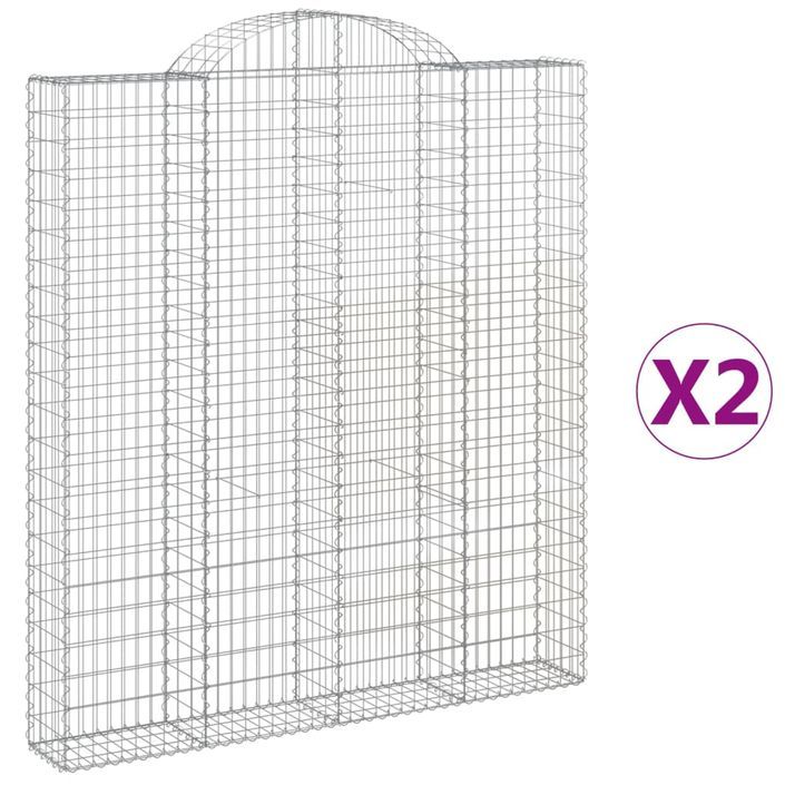 Paniers à gabions arqués 2 pcs 200x30x220/240 cm fer galvanisé - Photo n°2